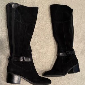 Marc Fisher Black Suede Heeled Boots